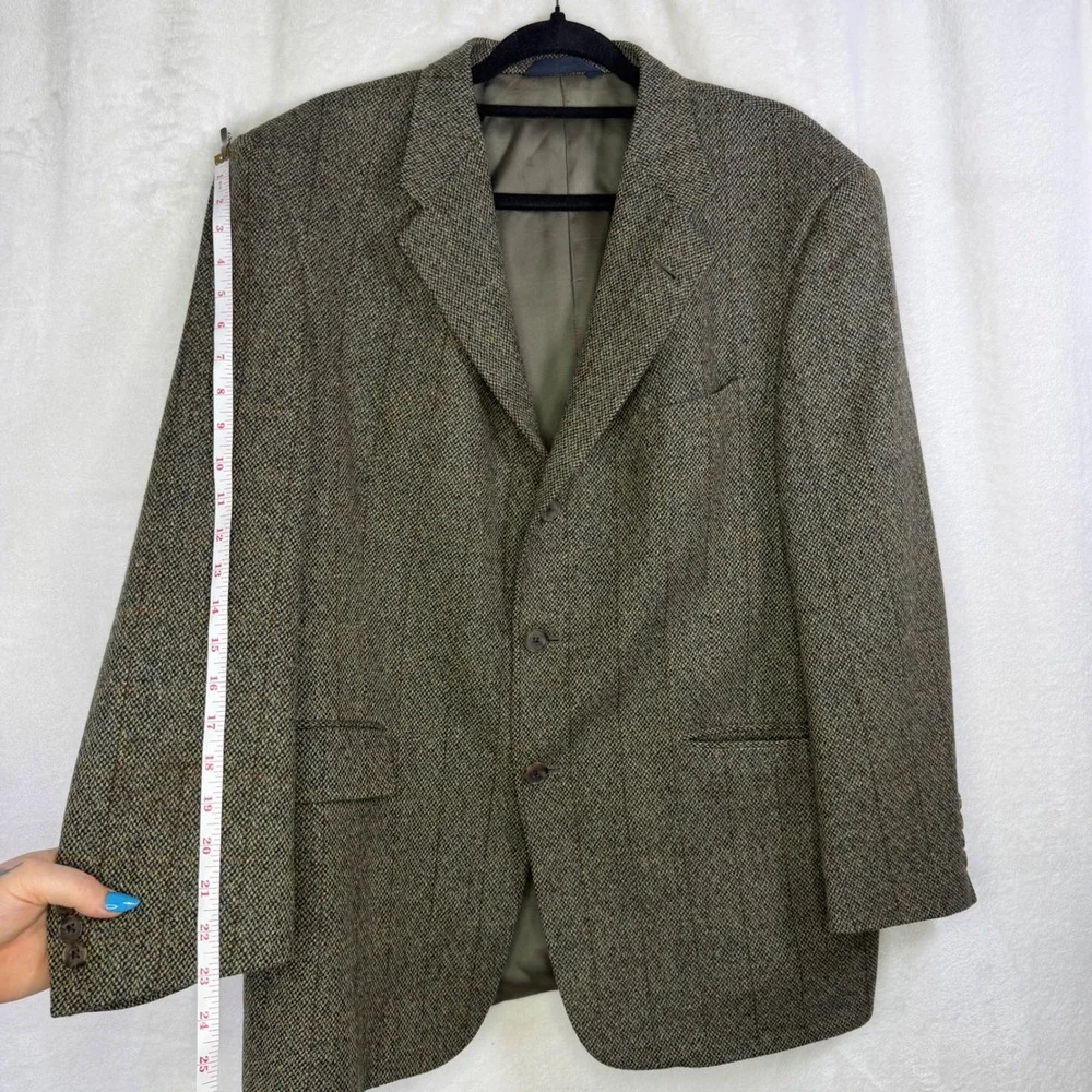 Burberry Sport Coat Men 42S Brown Green Tweed‎ Herringbone Wool Blazer 3 Button
